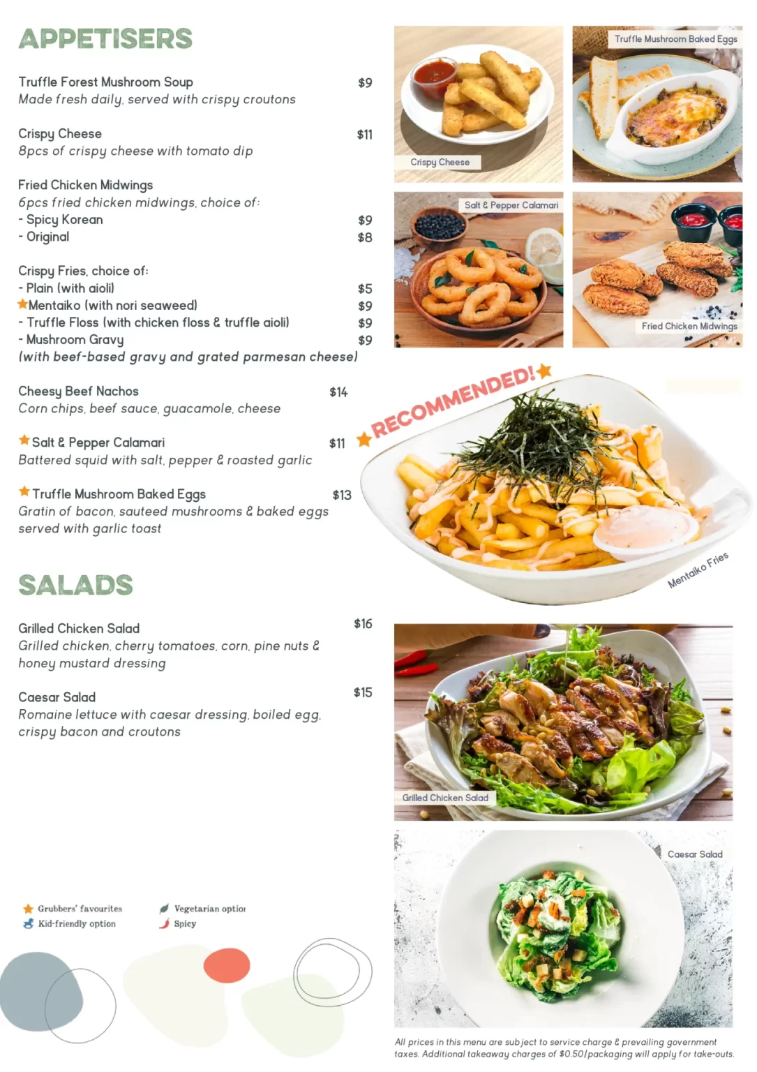 GRUB APPETIZERS & SALADS MENU PRICE 2024