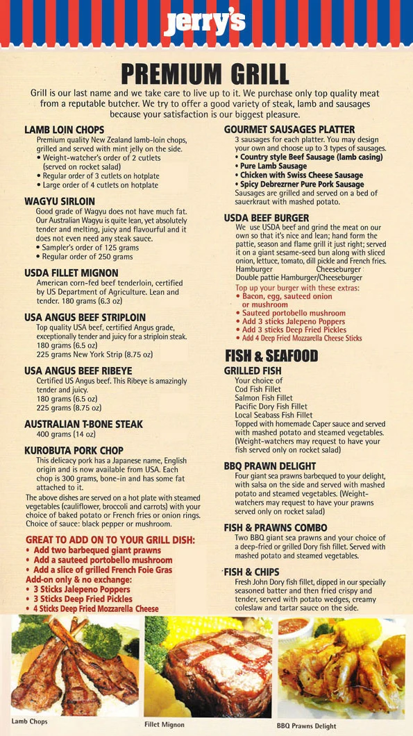 Jerry’s BBQ & Grill Menu Price – Premium Grill Dishes 2024