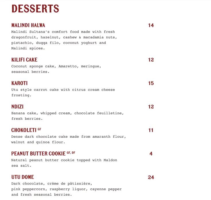 KAFE UTU PASTRIES MENU PRICES 2024