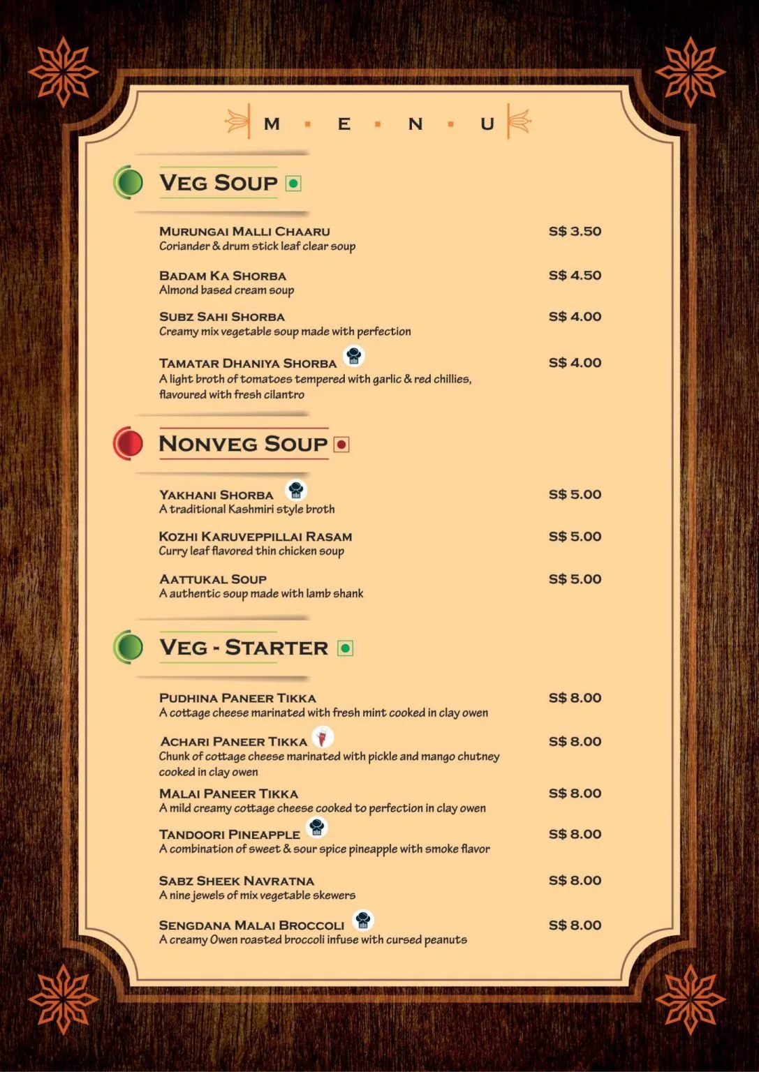 NANDHANA’S RESTAURANT SOUPS MENU 2024