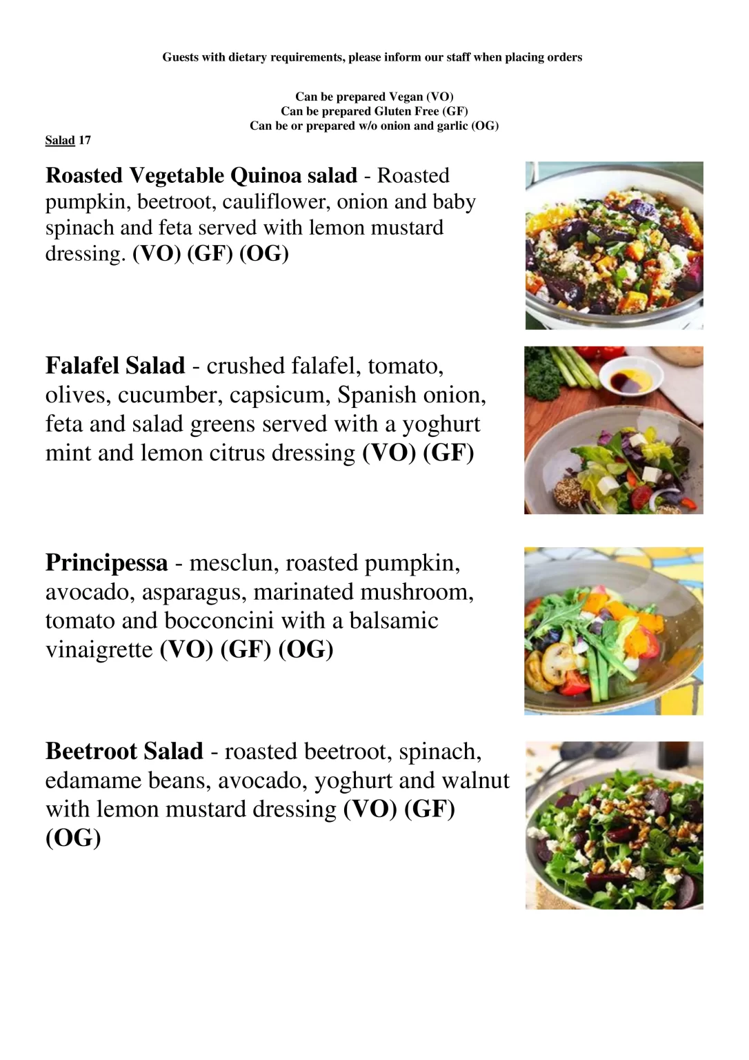 ORIGINAL SIN SALADS MENU 2024