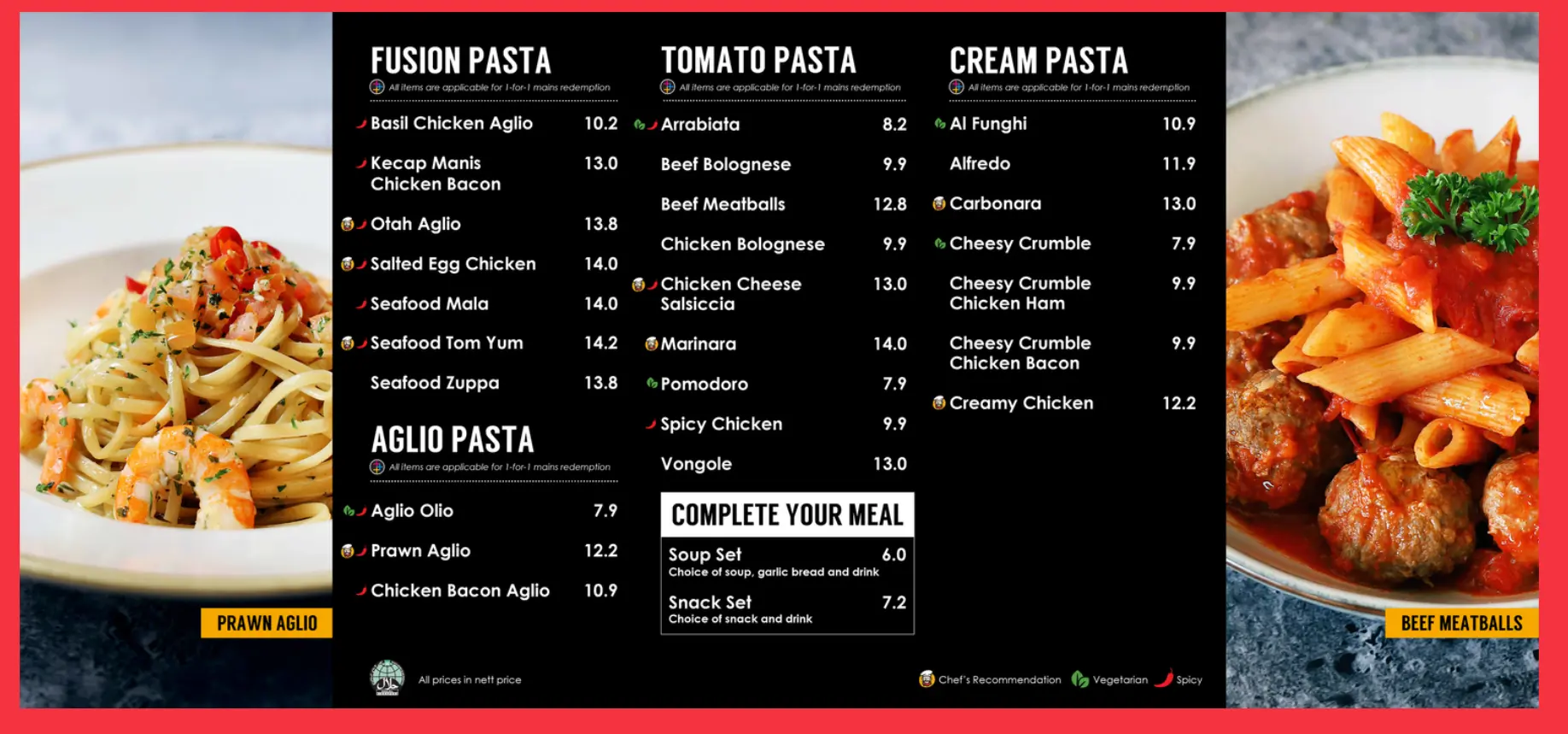 PASTAMANI FUSION PASTA MENU PRICES 2024