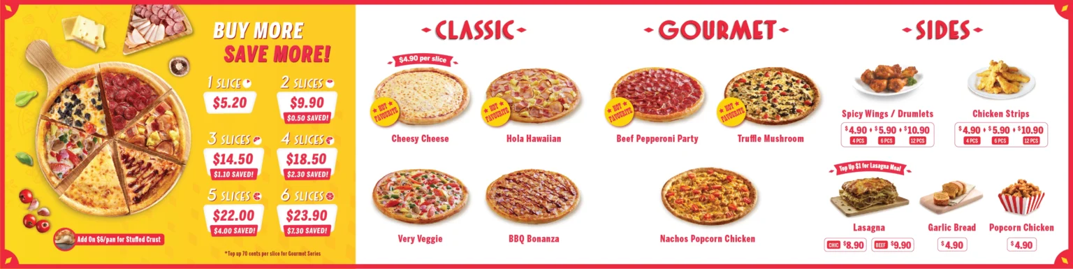 PEZZO PIZZA CLASSIC PANS MENU WITH PRICES 2024
