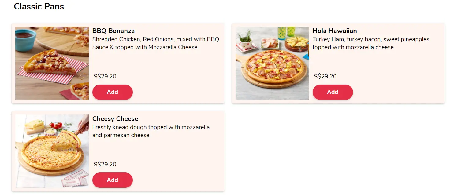 PEZZO PIZZA CLASSIC PANS MENU WITH PRICES 2024