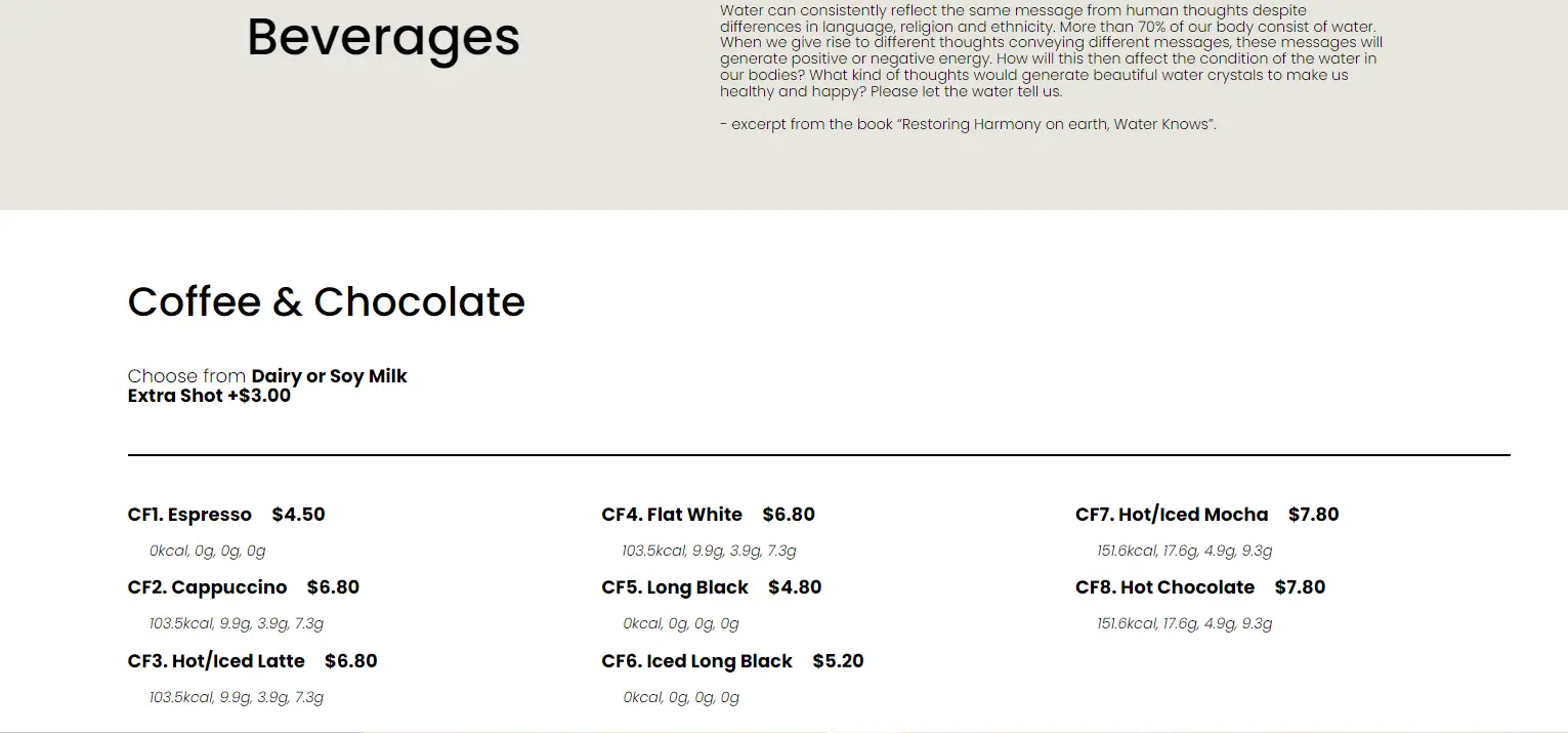 REAL FOOD BEVERAGES MENU PRICES 2024