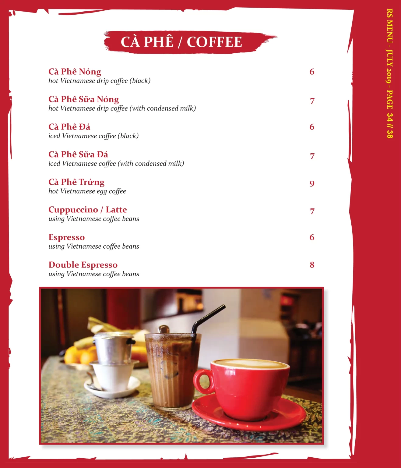 RED SPARROW BEVERAGES MENU PRICES 2024