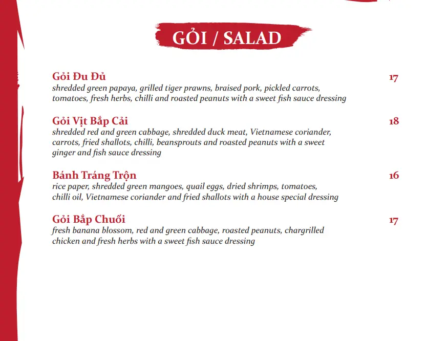 RED SPARROW SALAD MENU PRICES 2024