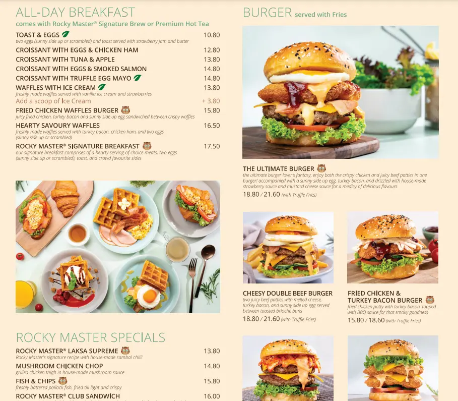 ROCKY MASTER BURGERS MENU PRICES 2024