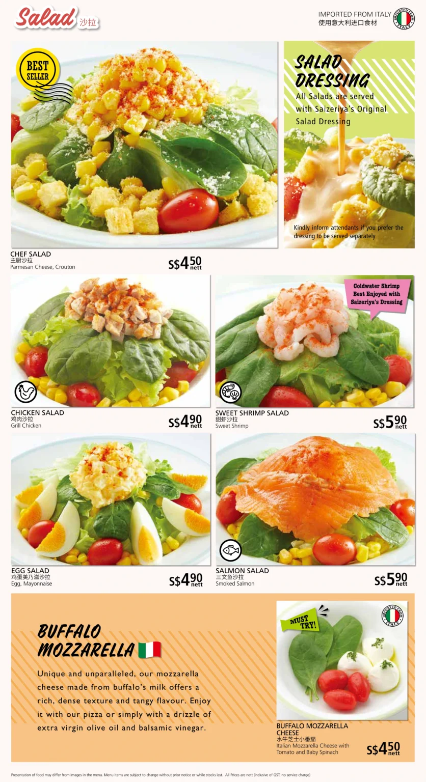 SAIZERIYA SALAD MENU 2024