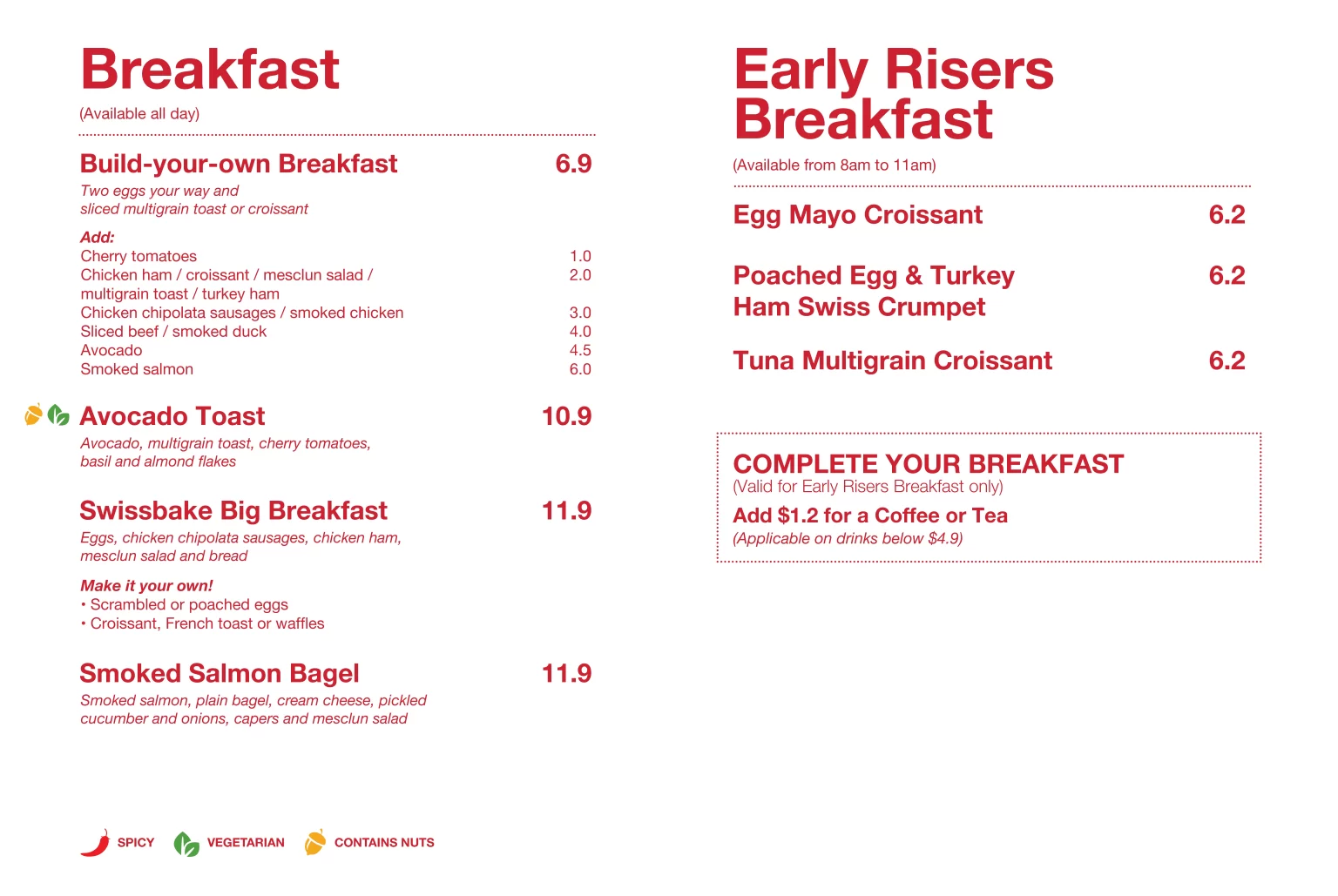 SWISSBAKE ALL DAY BREAKFAST MENU 2024