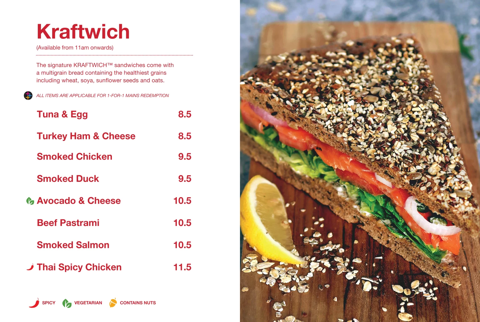 SWISSBAKE SINGAPORE KRAFTWICH MENU 2024