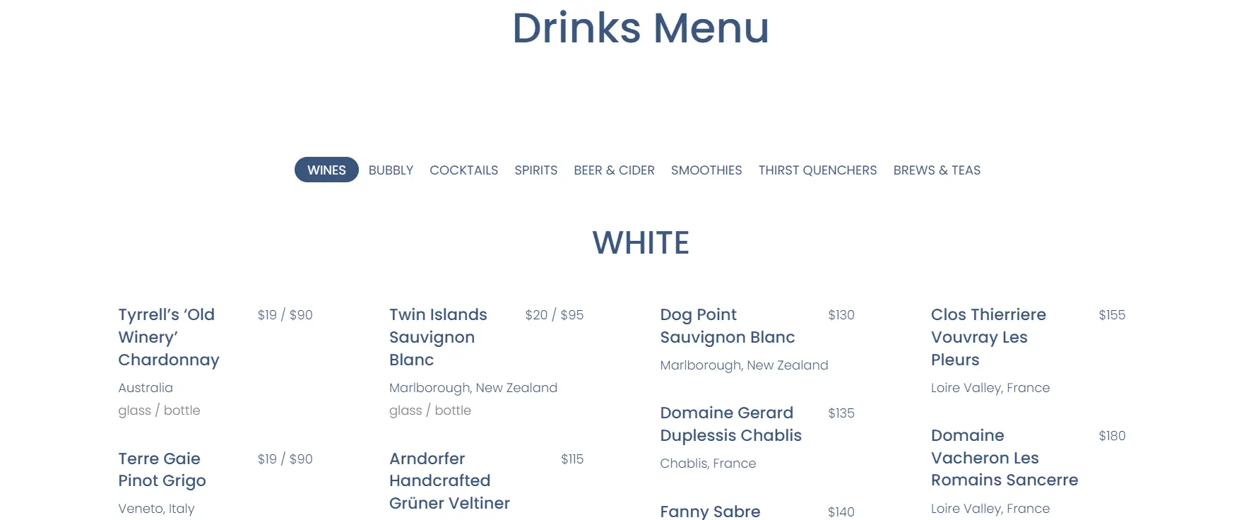 TANJONG BEACH CLUB BEVERAGES MENU PRICES 2024