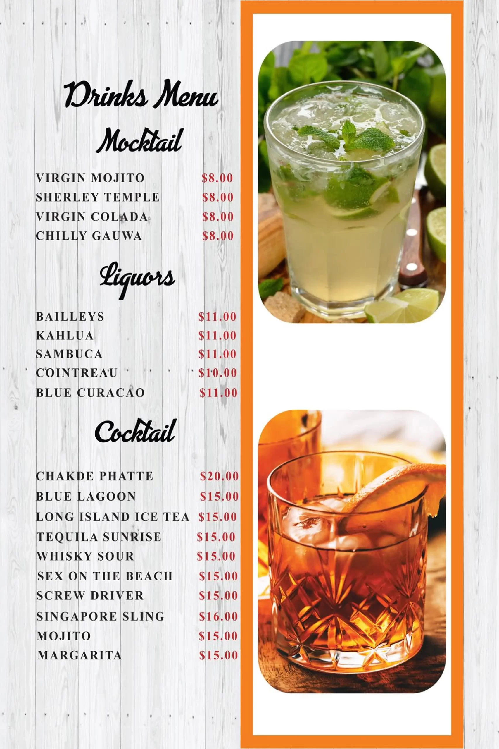 URBAN ROTI SINGAPORE MOCK TAILS MENU 2024