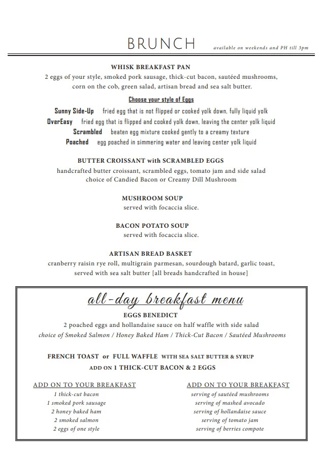 WHISK & PADDLE ALL DAY BREAKFAST MENU PRICES 2024