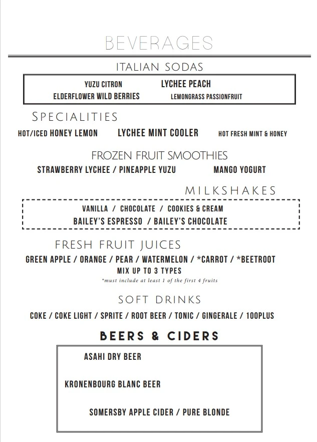 WHISK & PADDLE SINGAPORE BEVERAGES MENU 2024