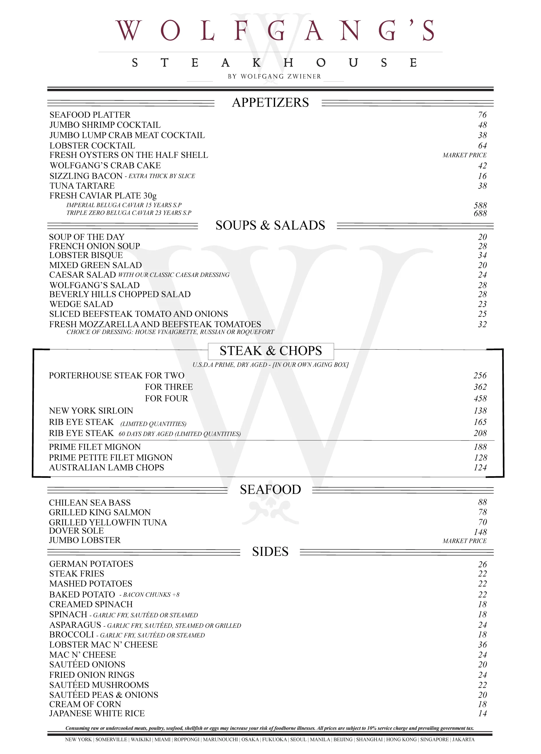 WOLFGANG STEAKHOUSE GRAND MENU 2024