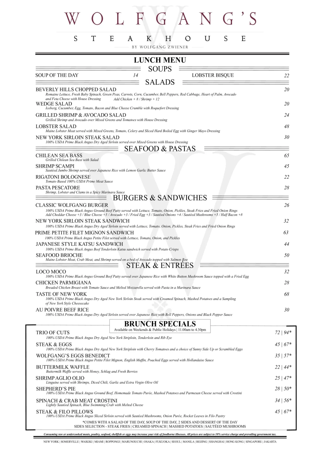 WOLFGANG STEAKHOUSE LUNCH MENU PRICES 2024