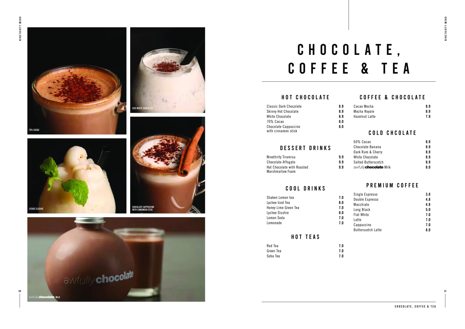 AWFULLY CHOCOLATE COFFEE & TEA MENU PRICES 2024