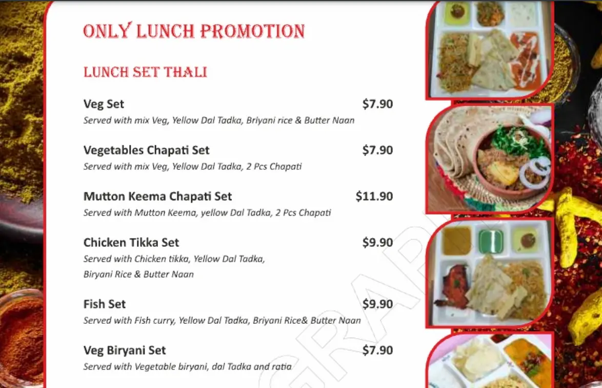 BOMBAY GRILL LUNCH BOX BENTO MENU 2024