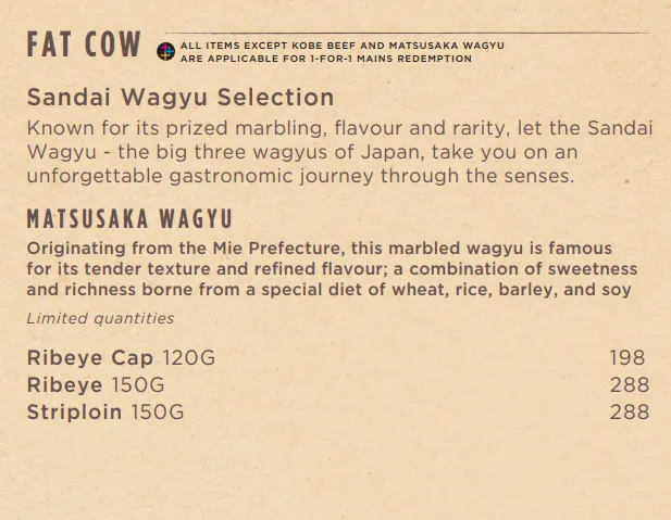 FAT COW SELECTION MENU WITH PRICE 2024
