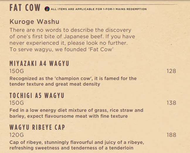 FAT COW SELECTION MENU WITH PRICES 2024