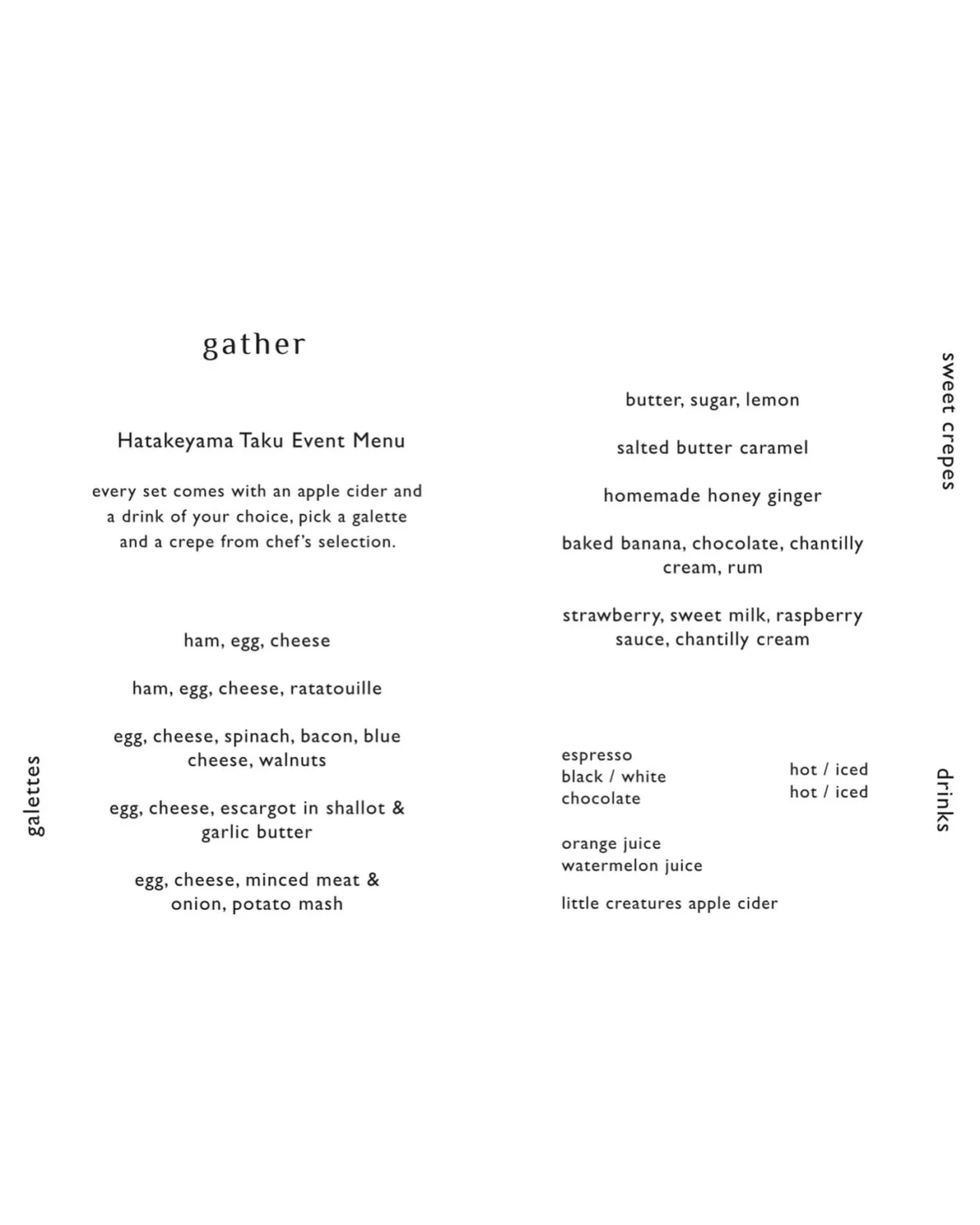 GATHER FRESHLY SQUEEZED MENU 2024