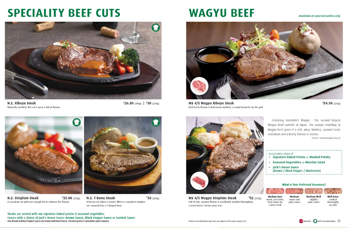 JACK’S PLACE BEEF MENU PRICES 2024