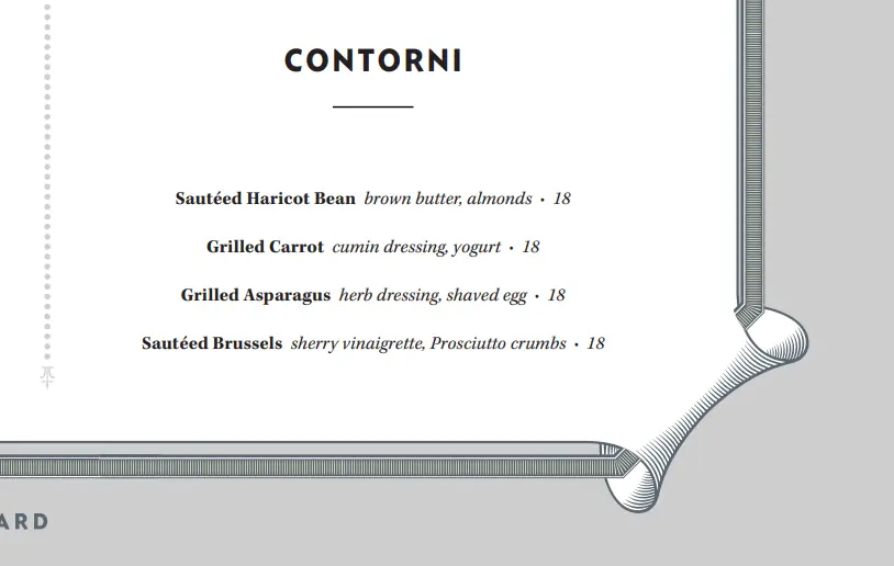 OSTERIA MOZZA CONTORNI MENU PRICES 2024