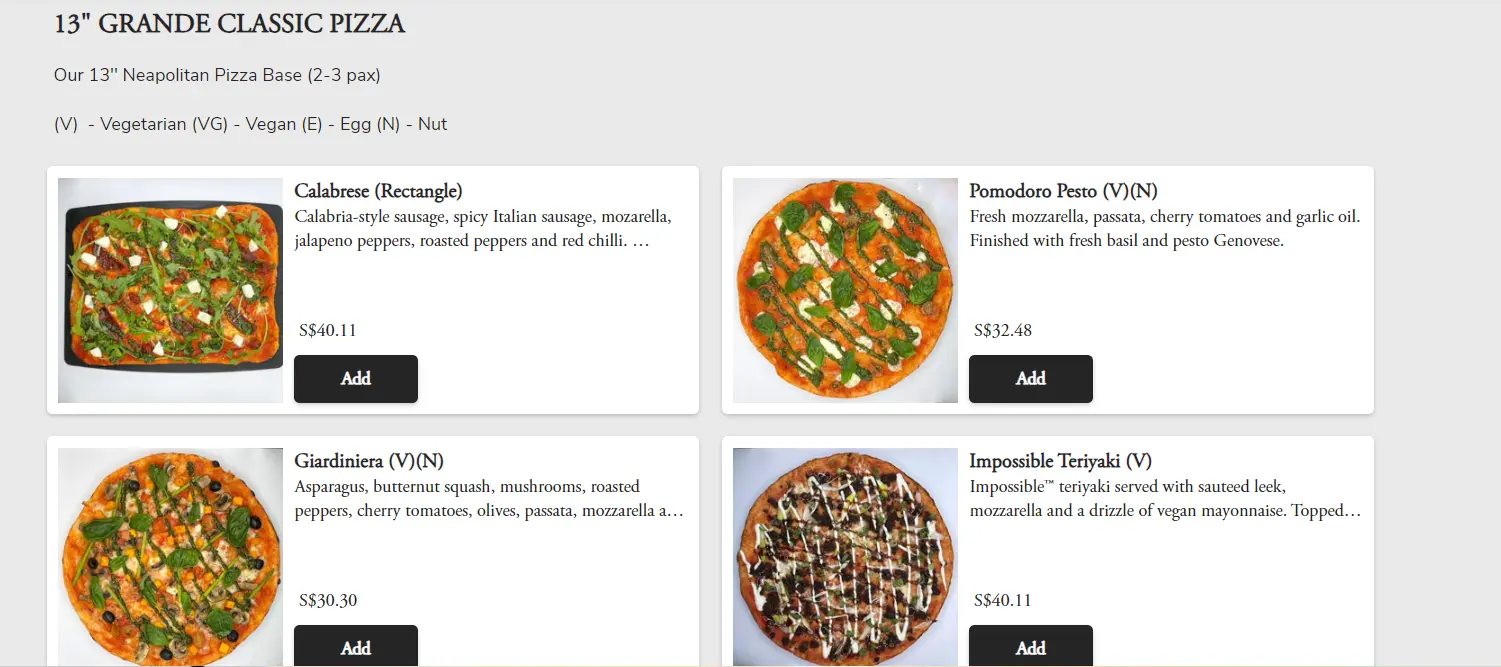 PIZZA EXPRESS 14″ GRANDE CLASSIC PIZZA MENU WITH PRICES 2024