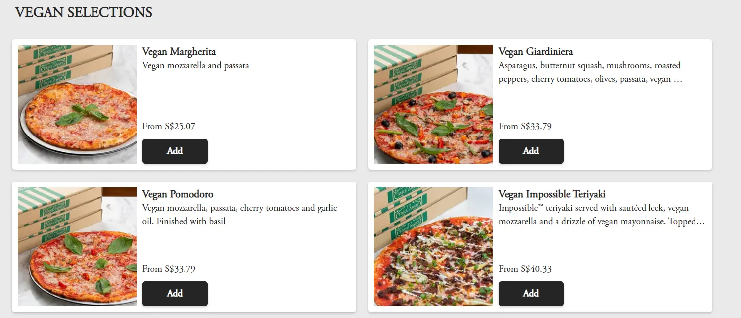 PIZZA EXPRESS VEGAN SELECTIONS MENU 2024