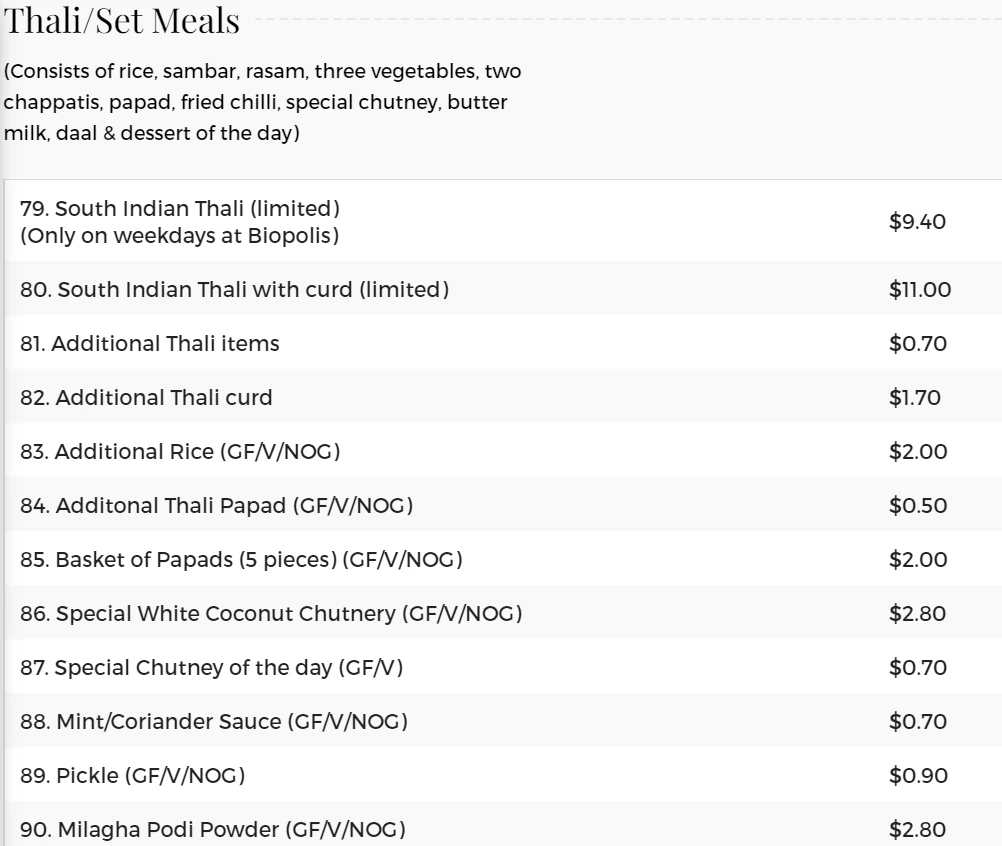 RAJ RESTAURANT SET MEALS MENU 2024