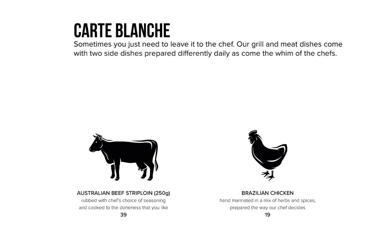 S&D CARTE BLANCHE MENU PRICES 2024