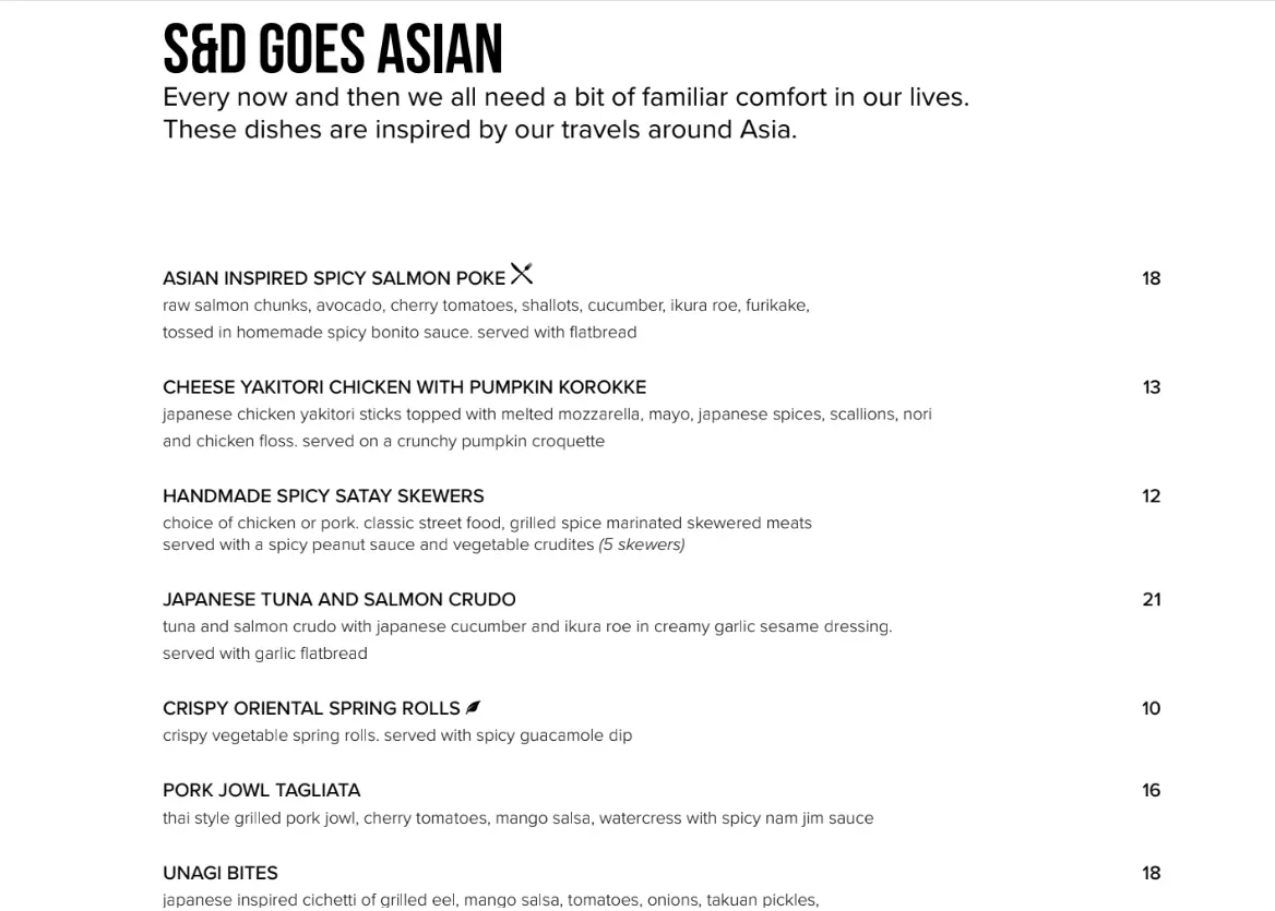 S&D GOES ASIAN MENU PRICES 2024