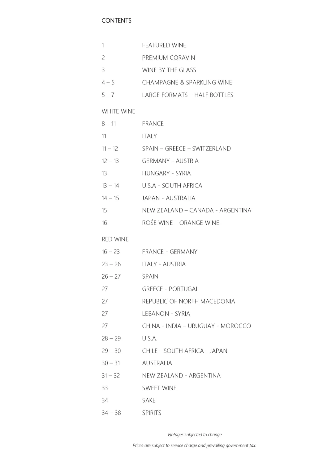 SKAI WINE LIST MENU 2024