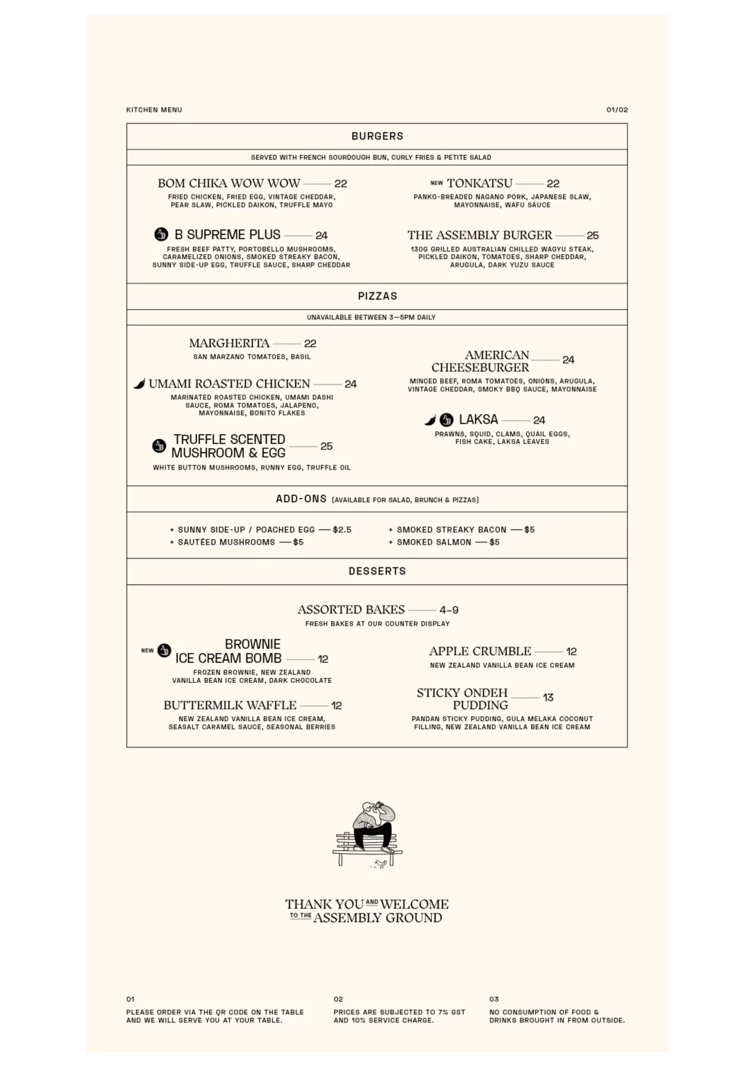 THE ASSEMBLY GROUND MAINS MENU PRICES 2024