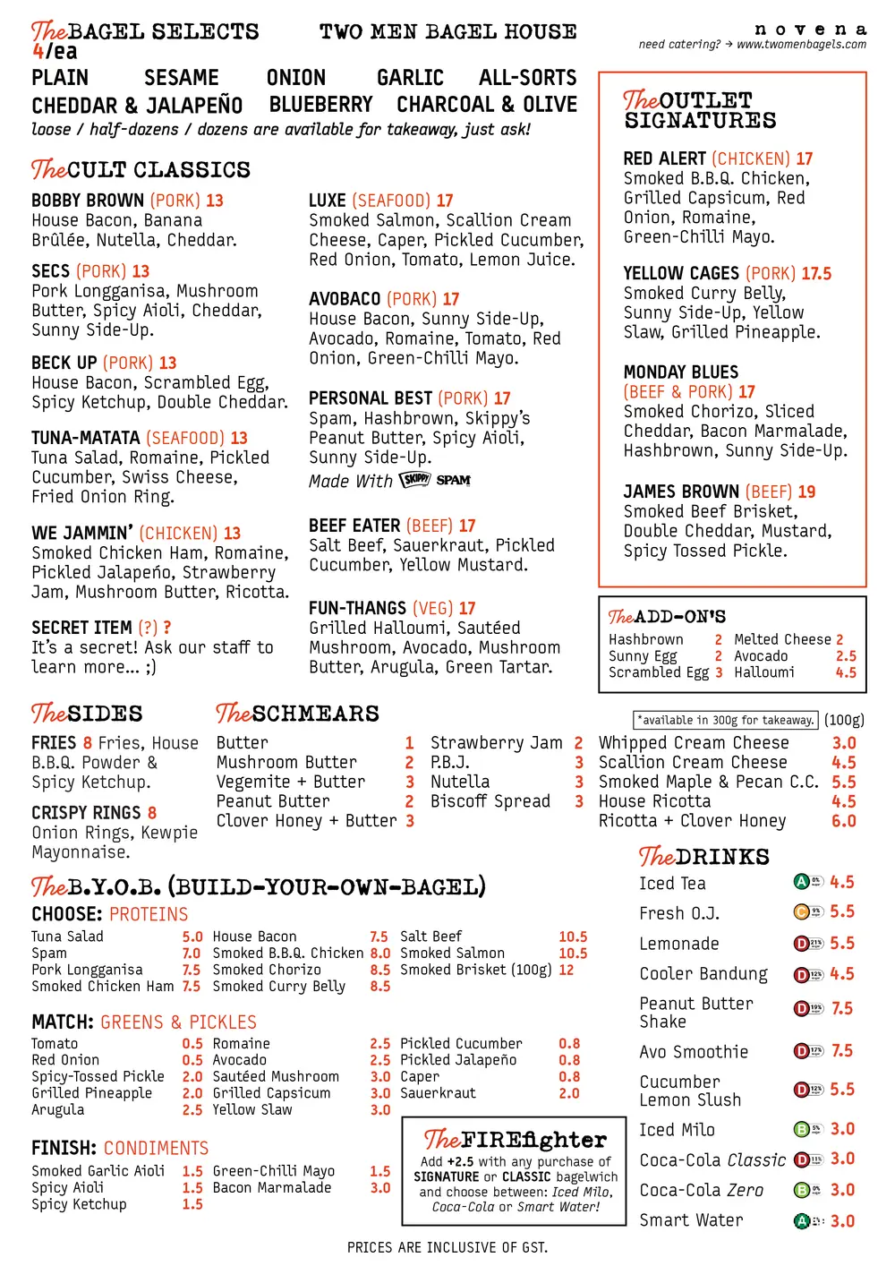 TWO MEN BAGEL HOUSE CLASSICS MENU WITH PRICES 2024