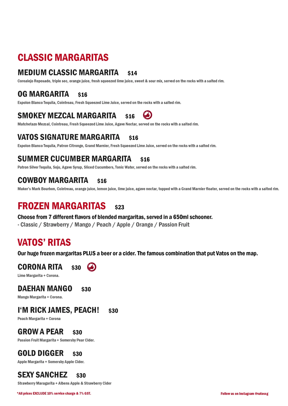 VATOS URBAN TACOS SOUTH BEACH DRINKS MENU 2024