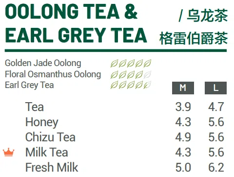 BOBER OOLONG TEA SERIES MENU PRICE 2024