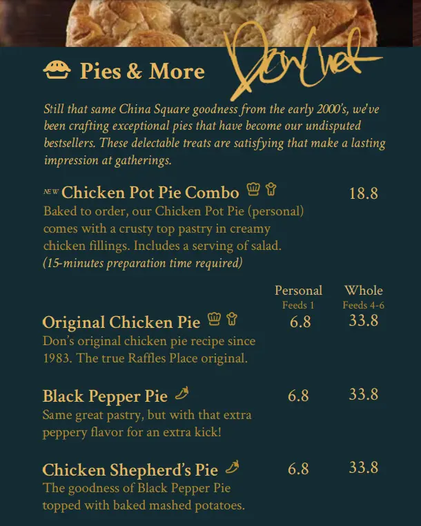 CHICKEN PIE KITCHEN PIE & CAKE MENU WITH PRICES 2024