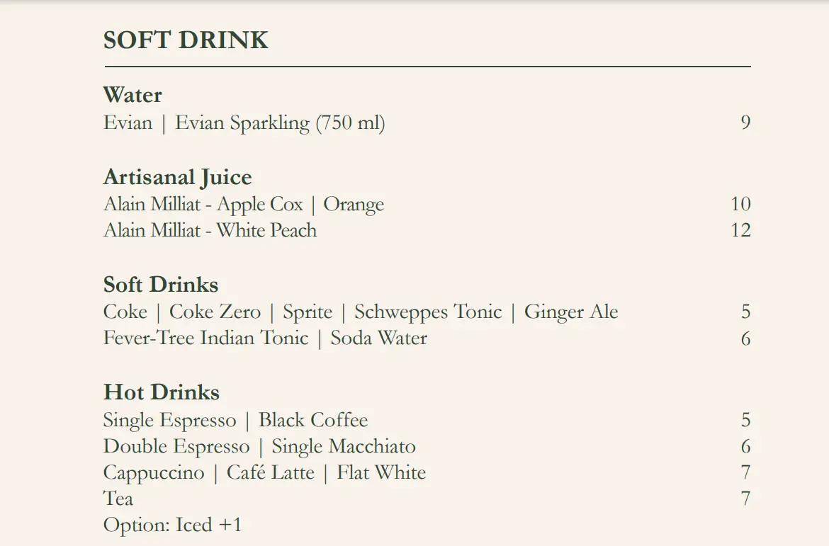 CLOS PASOH BEVERAGES MENU PRICES 2024