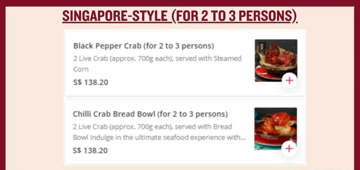 DANCING CRAB SINGAPORE STYLE PRICES 2024