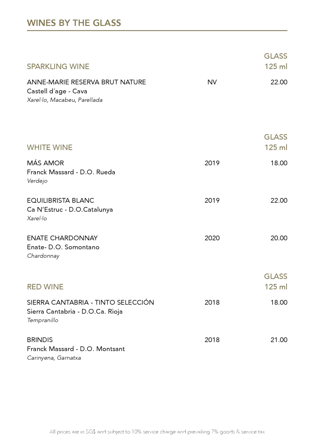 GAIG RESTAURANT BEVERAGES MENU 2024