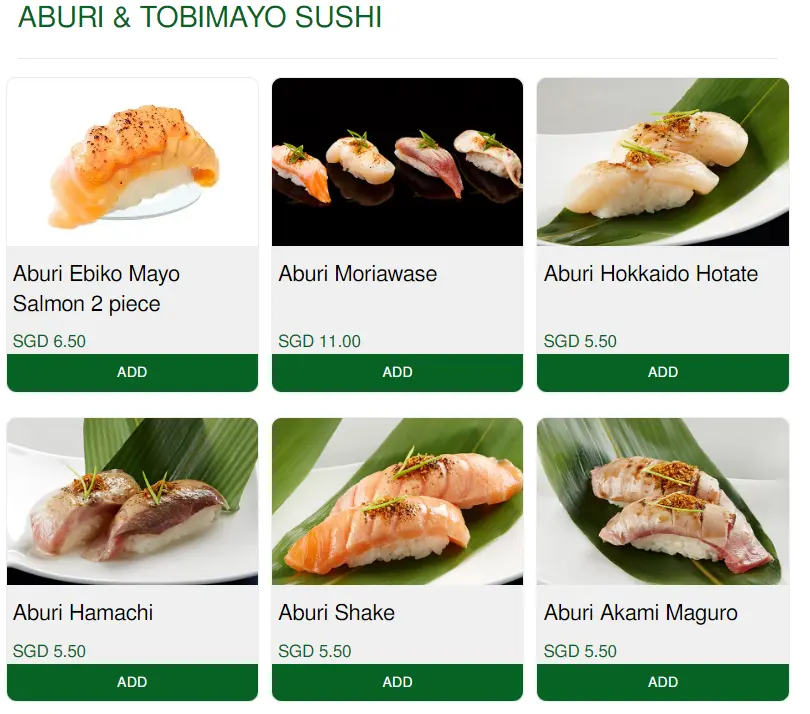 HEI SUSHI ABURI & TOBIMAYO SUSHI MENU 2024