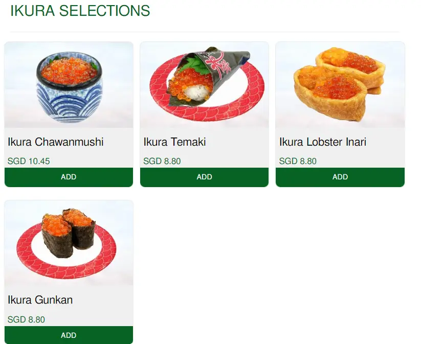 HEI SUSHI IKURA SERIES MENU 2024