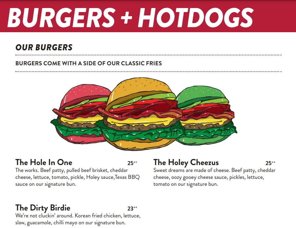 HOLEY MOLEY BURGERS & HOTDOGS MENU PRICES 2024