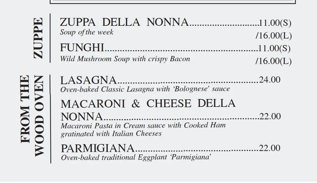 LA NONNA FROM THE WOOD MENU 2024