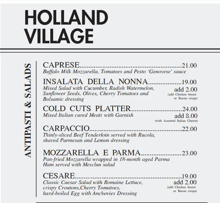 LA NONNA SALADS & STARTERS PRICES 2024