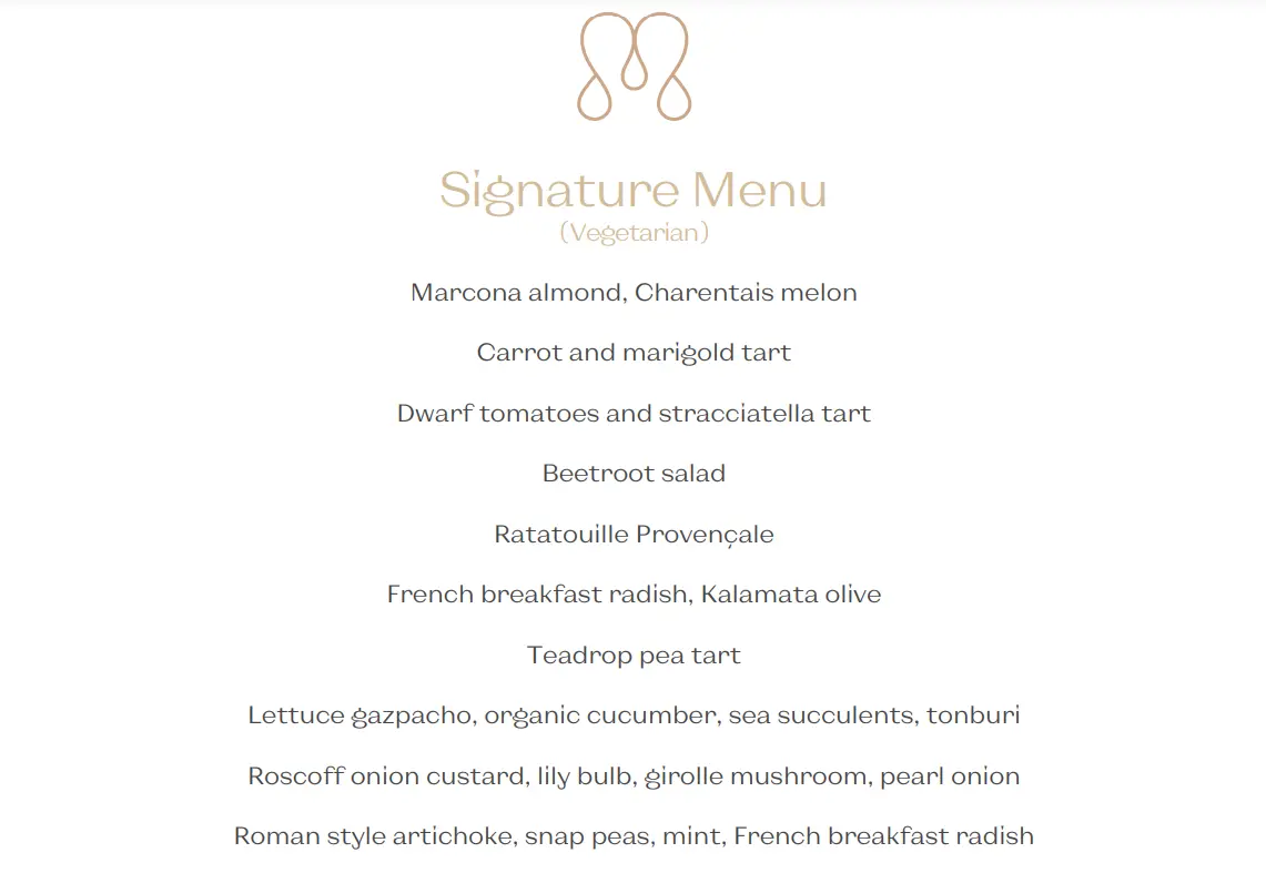 MARGUERITE HERBIVORE TASTING MENU PRICES 2024