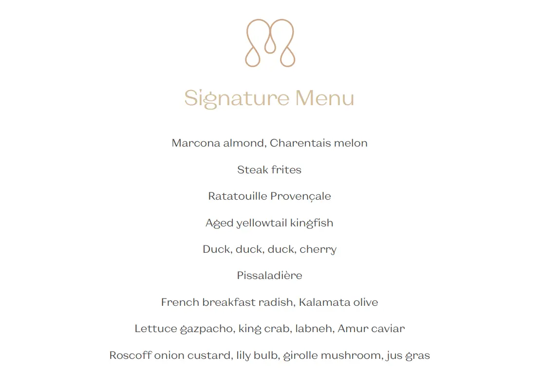 MARGUERITE OMNIVORE TASTING MENU PRICES 2024