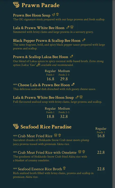 MENU CHICKEN PIE KITCHEN PRAWN & SEAFOOD MENU PRICES 2024